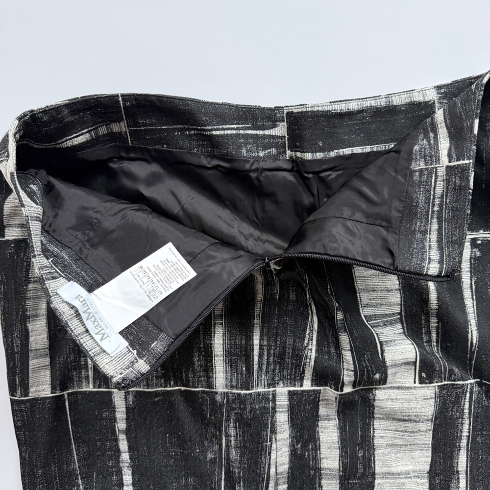 MaxMara‎ Women's Monochrome  Black and Gray Print Pencil Skirt Size 12 - Picture 3 of 8